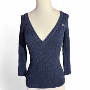 Hollister Deep Blue V-Neck Sweater